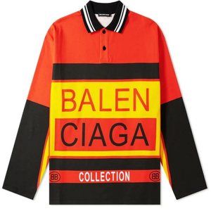 Balenciaga Long Sleeve Polo Logo Shirt
